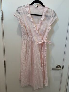 J. Crew Pale Pink Swiss Dot Wrap Dress